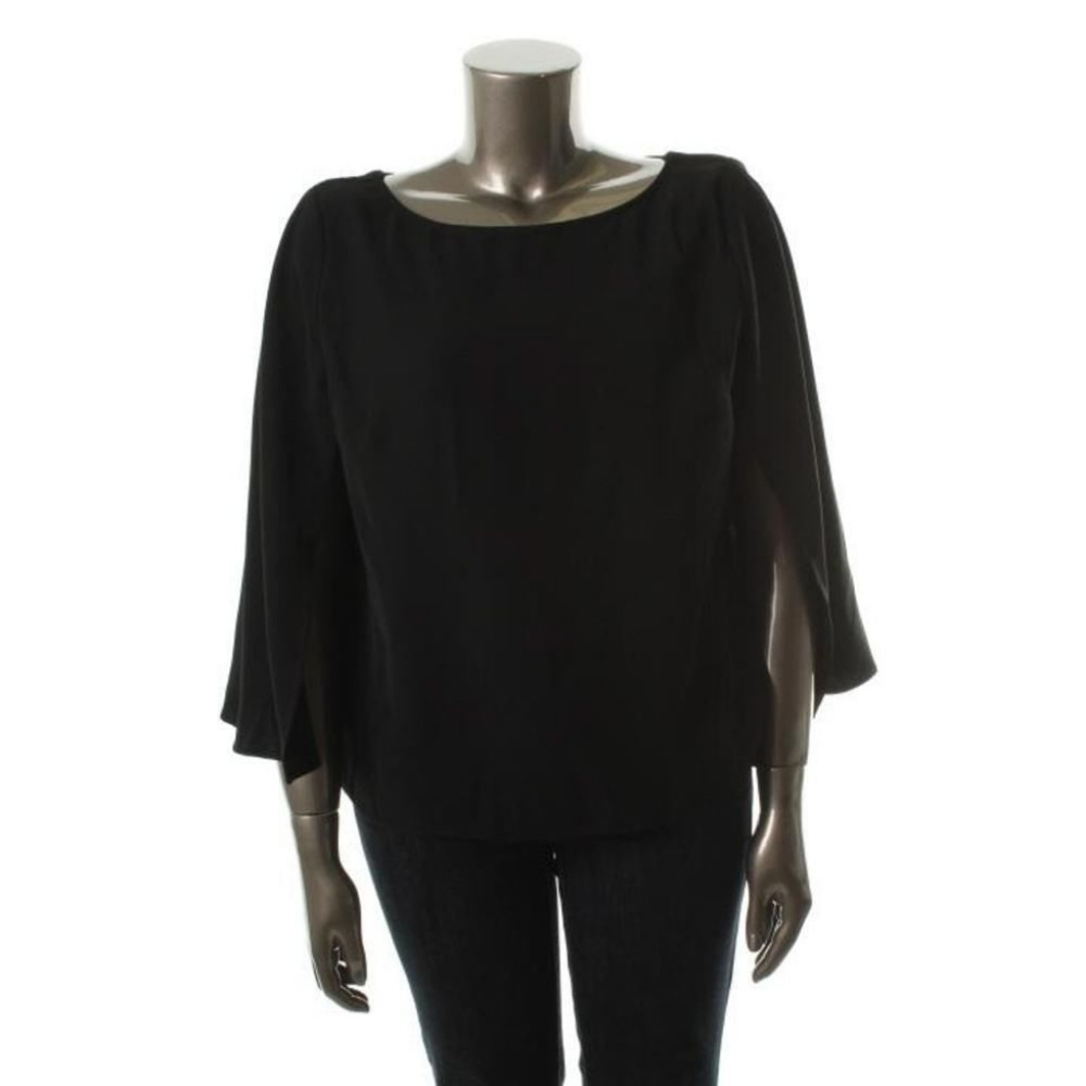 NINE WEST NEW BLACK CAPE SLEEVES BOATNECK TOP